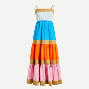 JCrew Cotton poplin tiered maxi dress